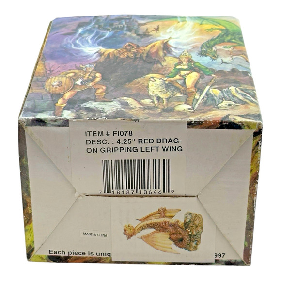 Vintage 1997 Myths & Legends #4I078 Red Dragon Gripping Wing Figurine w/ Box - Picture 13 of 13
